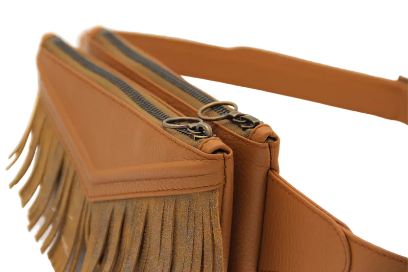 Jessica Cohen R'N R sac ceinture "Origame Fringes" cognac