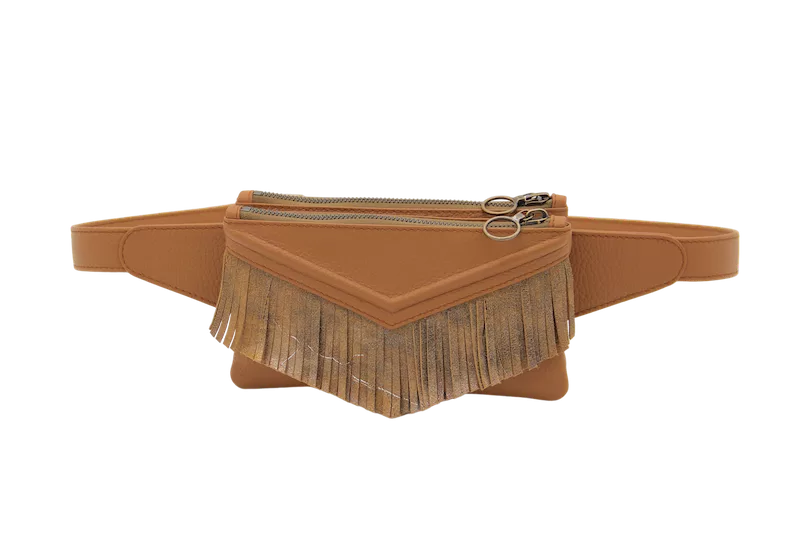 Jessica Cohen R'N R sac ceinture "Origame Fringes" cognac