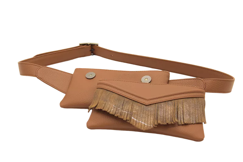 Jessica Cohen R'N R sac ceinture "Origame Fringes" cognac